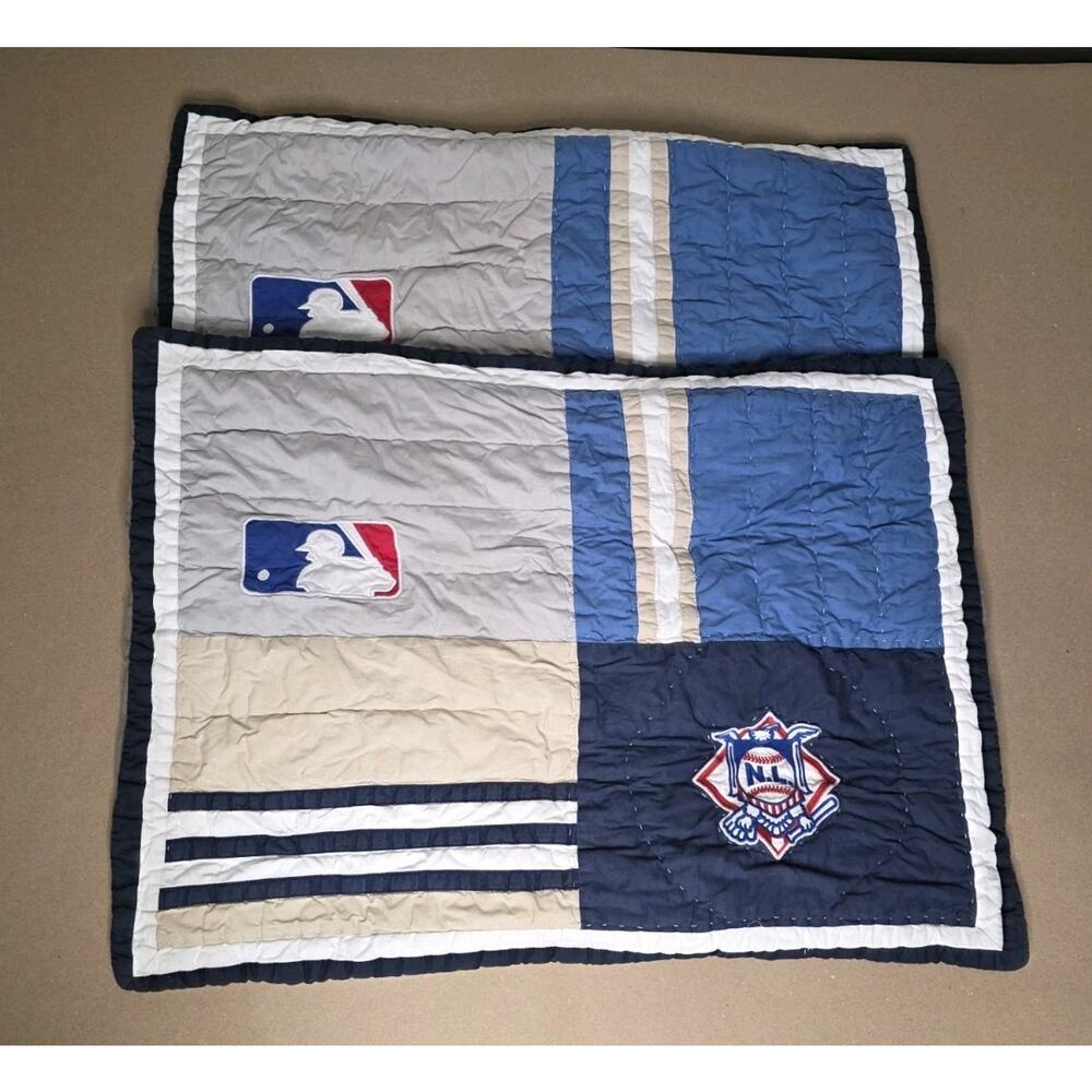Pottery Barn Teen MLB baseball American Themed Quilted standard pillow shams X2
